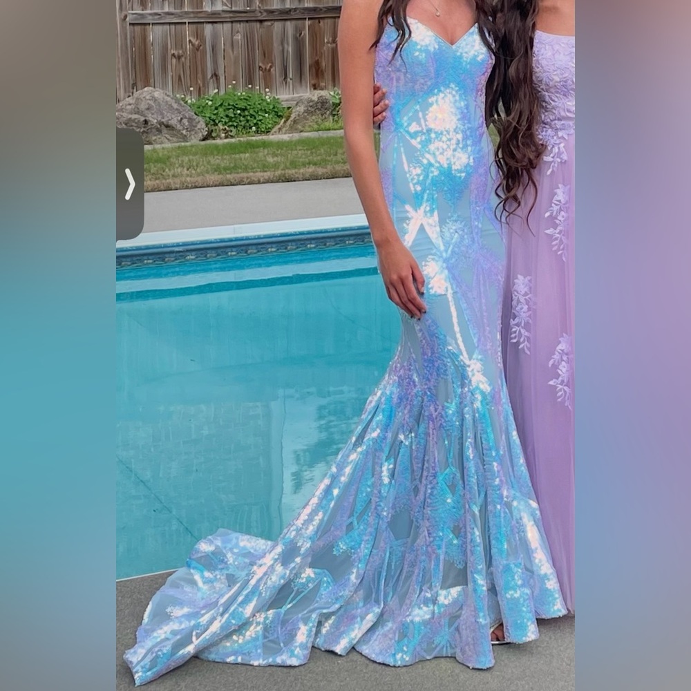 Jovani Iridescent Blue and Purple Prom Dress